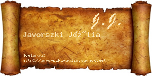 Javorszki Júlia névjegykártya